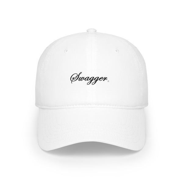 Swagger Cap- White Cotton - Black Signature Logo  Print