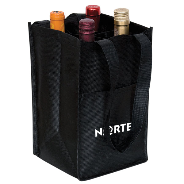 NON WOVEN FOUR BOTTLE WINE BAG - promopig