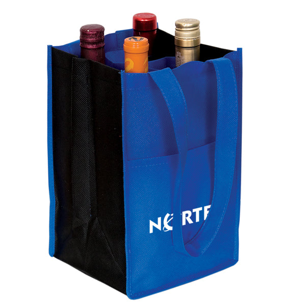 NON WOVEN FOUR BOTTLE WINE BAG - promopig