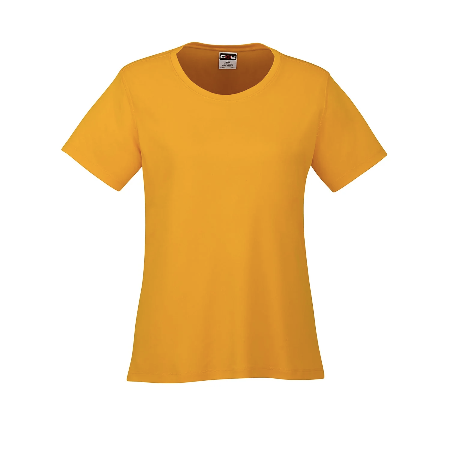 Crew Neck Polyester  Yellow Shirt for Women
