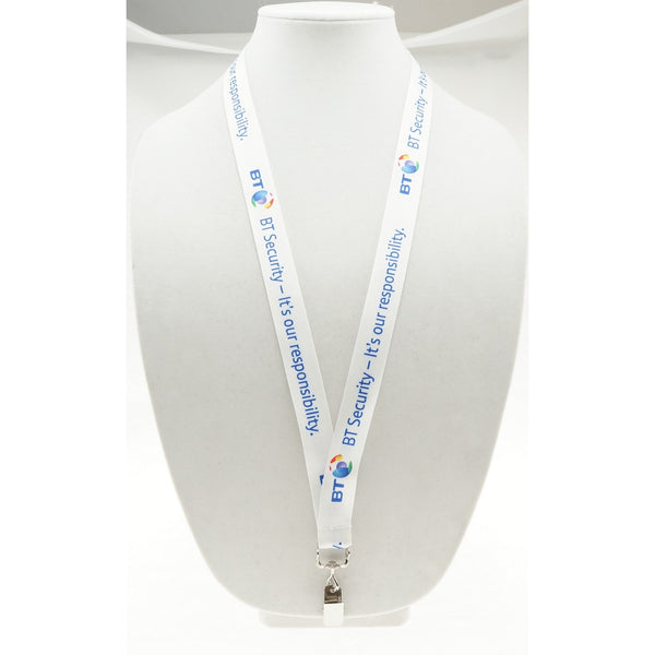 3/4" Silkscreened Flat Lanyard w/ Bulldog Clip